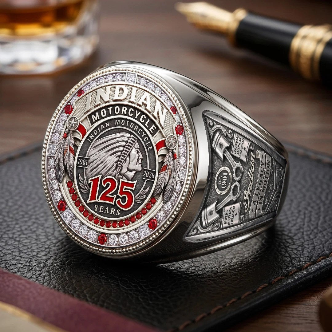 Indian Motorcycle 125th Anniversary 3D Engraved Ring – TMTHU9441