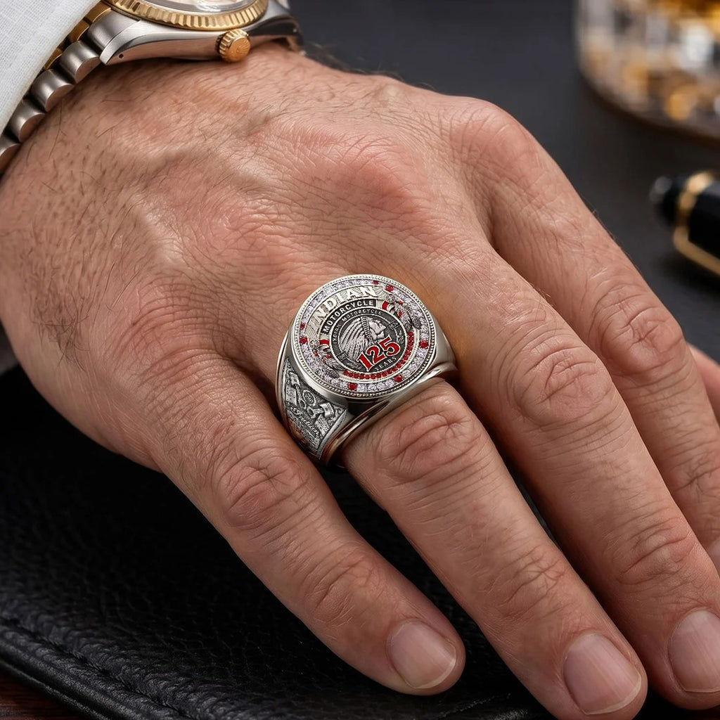 Indian Motorcycle 125th Anniversary 3D Engraved Ring – TMTHU9441
