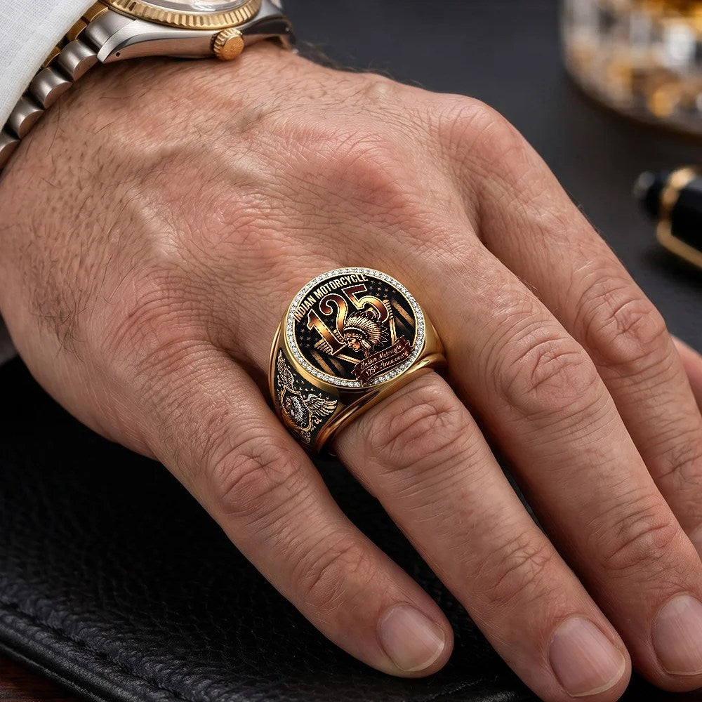 Indian Motorcycle 125th Anniversary 3D Engraved Ring – TMTHU9977