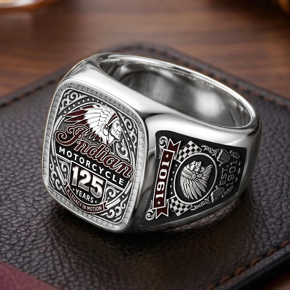 Indian Motorcycle 125th Anniversary 3D Engraved Ring – TMTHU9787
