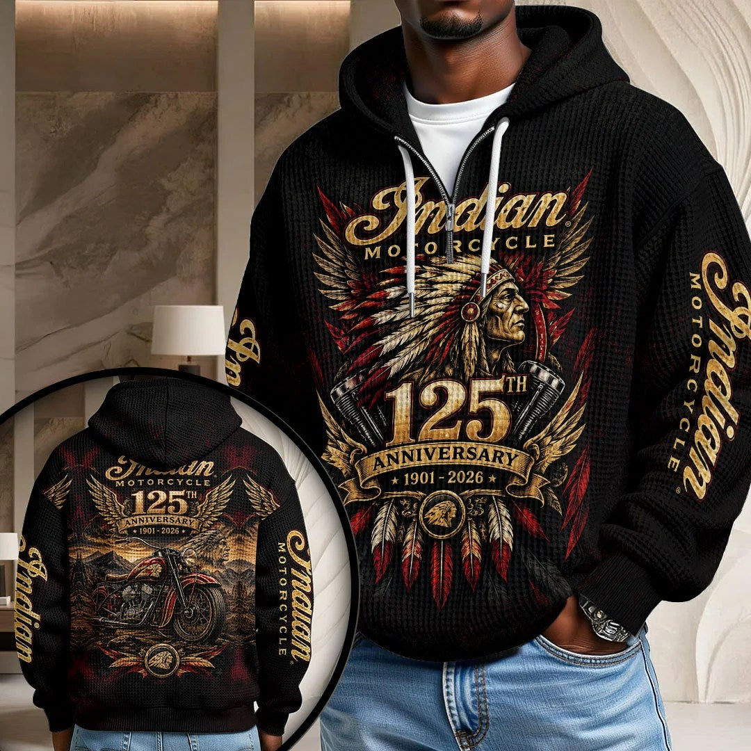 Indian Motorcycle 125th Anniversary 3D Unisex Waffle Hoodie – TMTHU9415