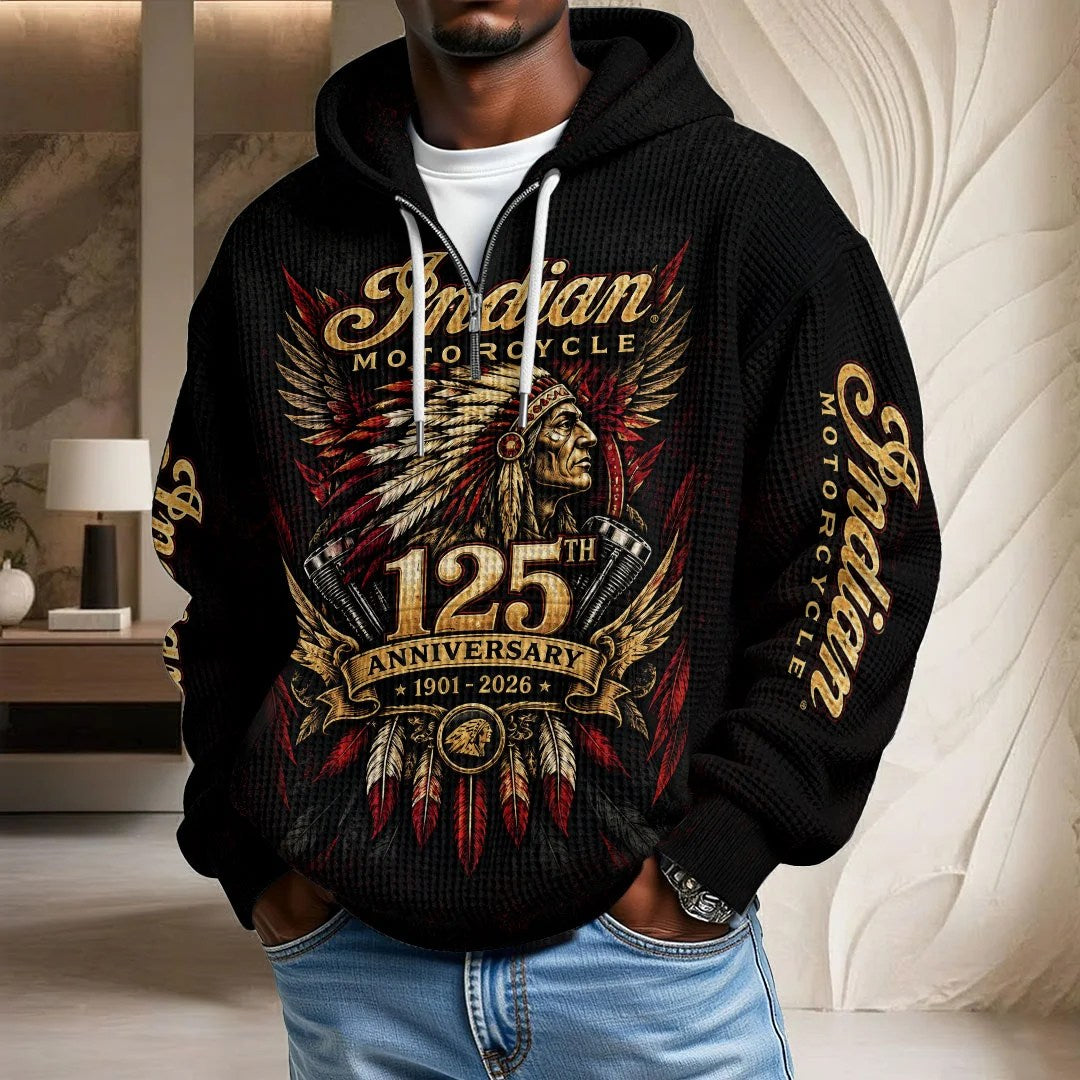 Indian Motorcycle 125th Anniversary 3D Unisex Waffle Hoodie – TMTHU9415