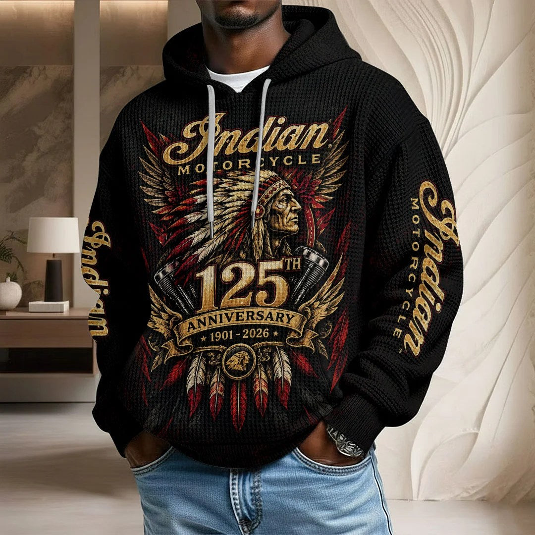 Indian Motorcycle 125th Anniversary 3D Unisex Waffle Hoodie – TMTHU9415