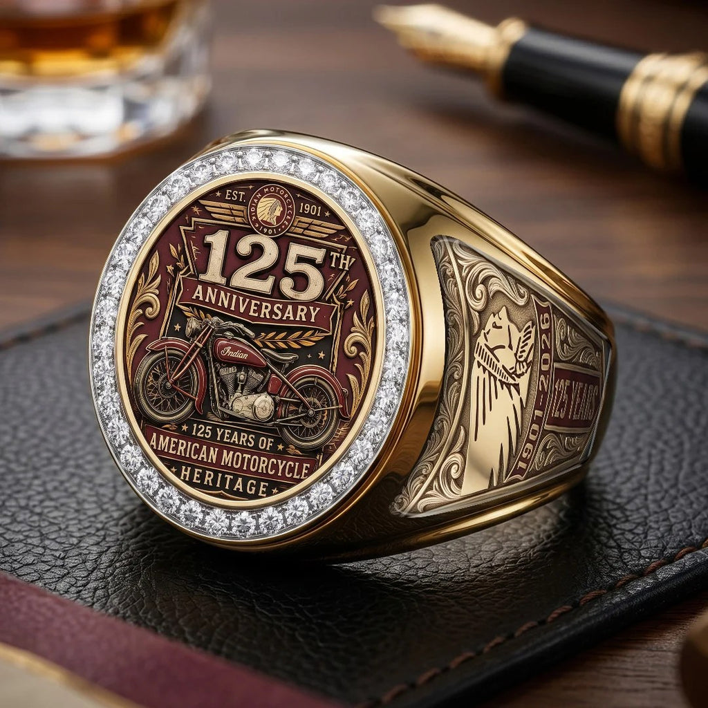 Indian Motorcycle 125th Anniversary 3D Engraved Ring – TMTHU8856