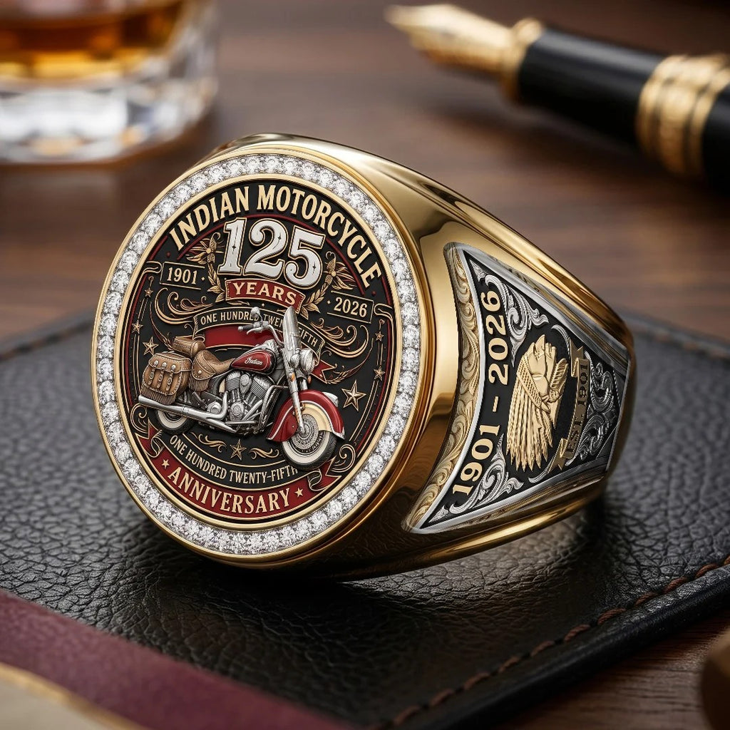 Indian Motorcycle 125th Anniversary 3D Engraved Ring – TMTHU8857