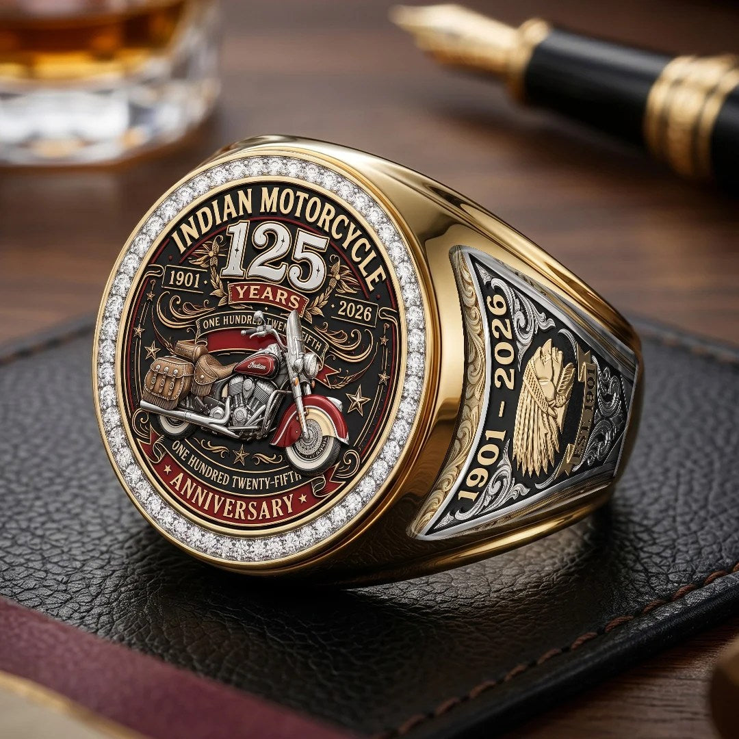 Indian Motorcycle 125th Anniversary 3D Engraved Ring – TMTHU8857