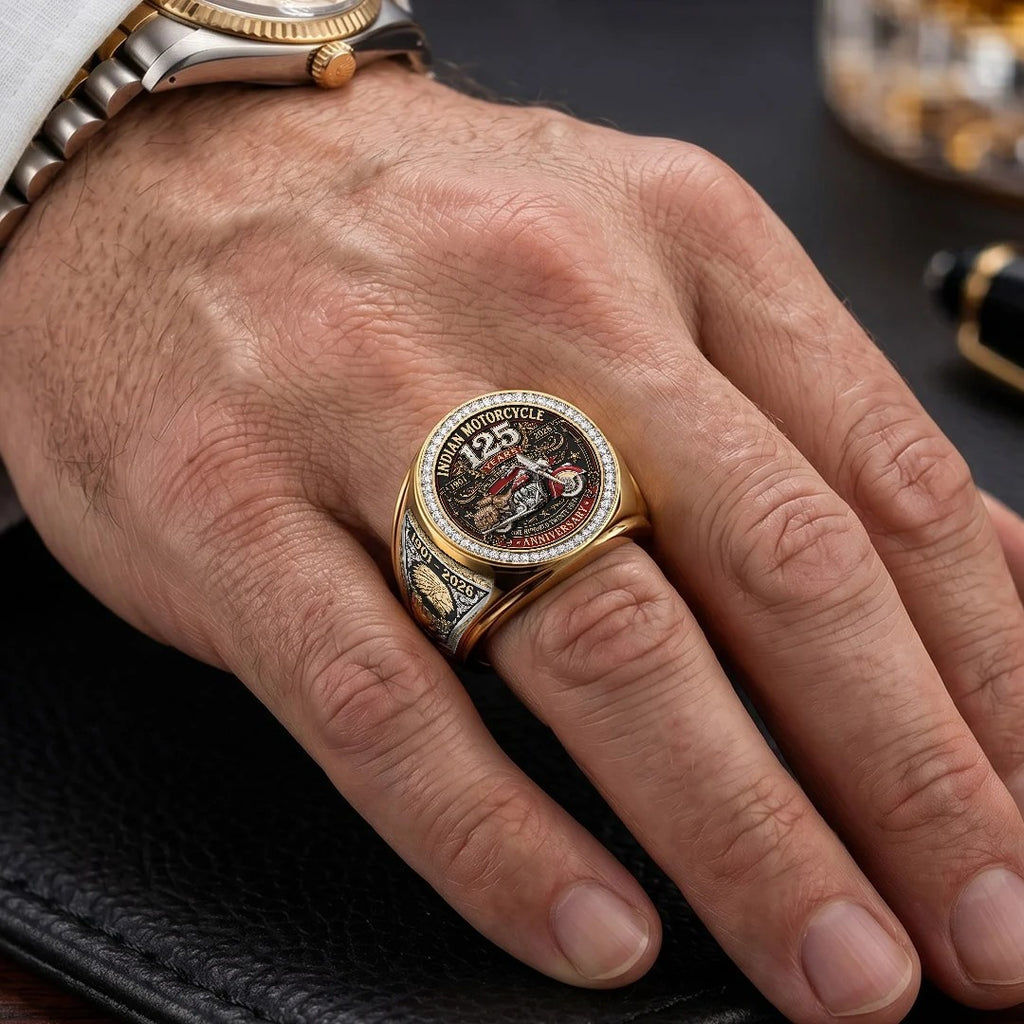 Indian Motorcycle 125th Anniversary 3D Engraved Ring – TMTHU8857
