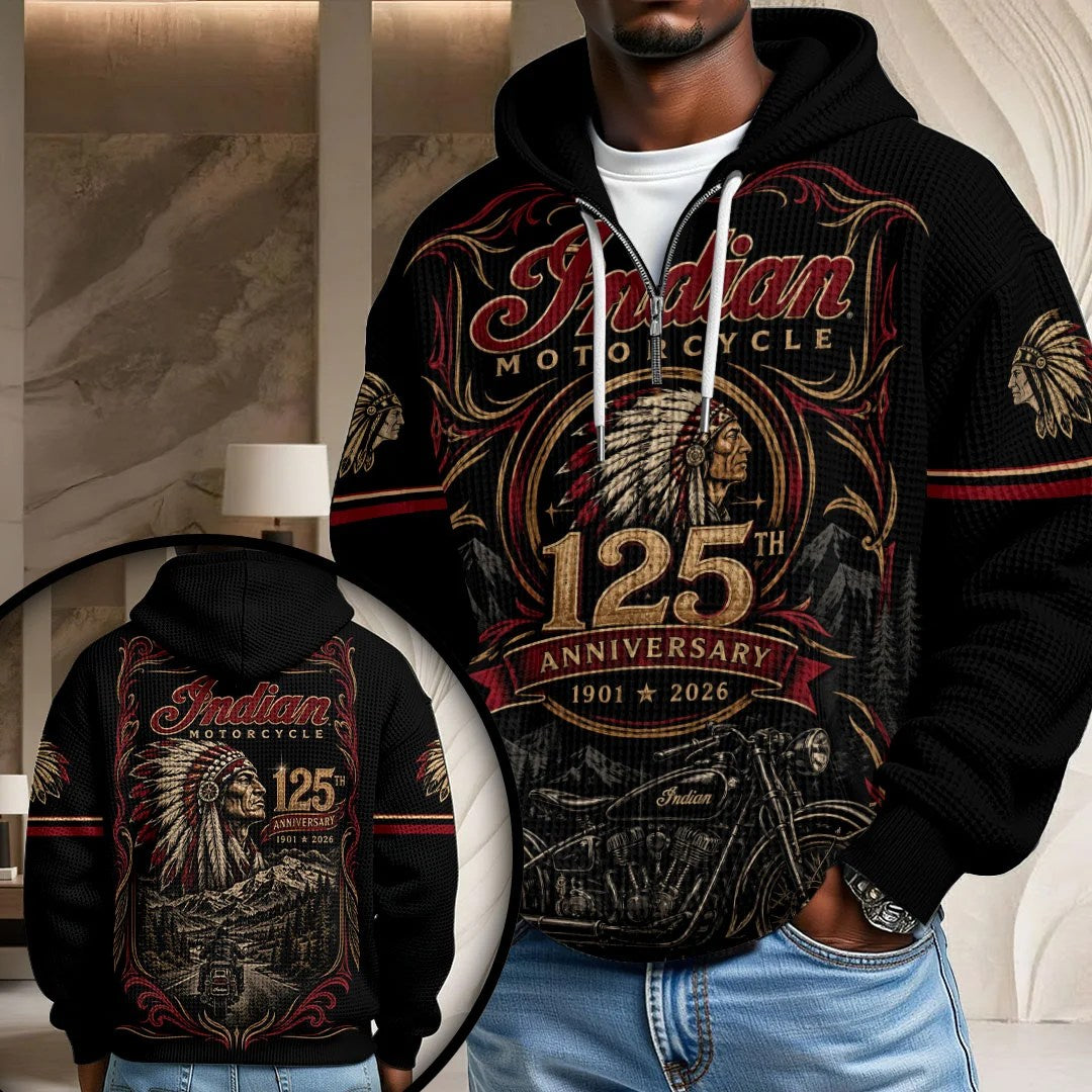 Indian Motorcycle 125th Anniversary 3D Unisex Waffle Hoodie – TMTHU9538