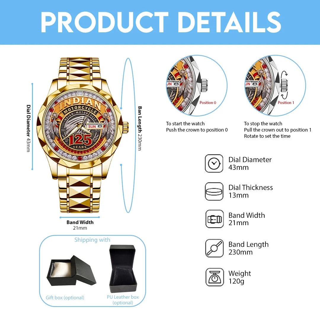 Indian Motorcycle 125th Anniversary Alloy Luxury Quartz Watch – TMTHU10071