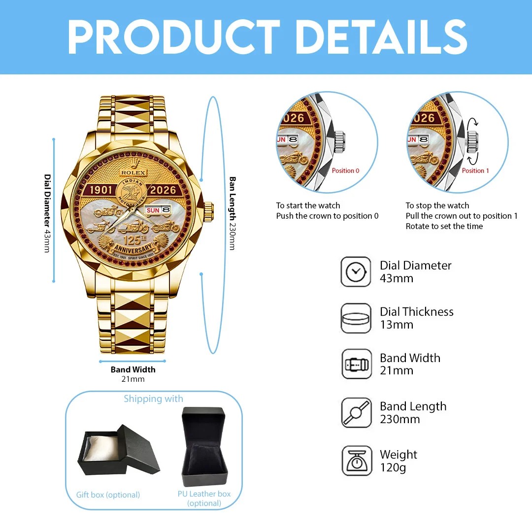 Indian Motorcycle 125th Anniversary Alloy Luxury Quartz Watch – TMTHU9035