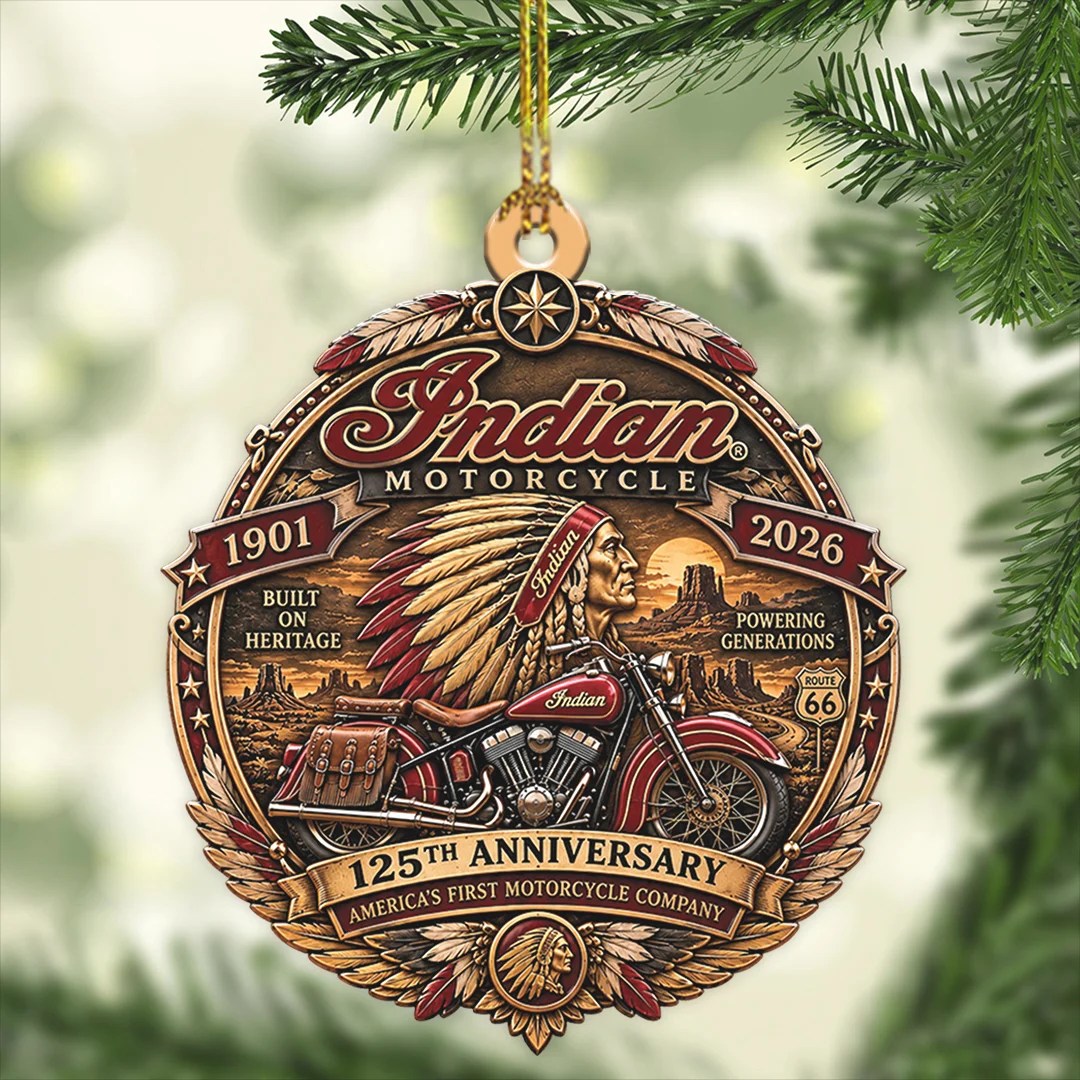 Indian Motorcycle 125th Anniversary Custom Shape 2-side Printed Acrylic Ornament – TANTN26369