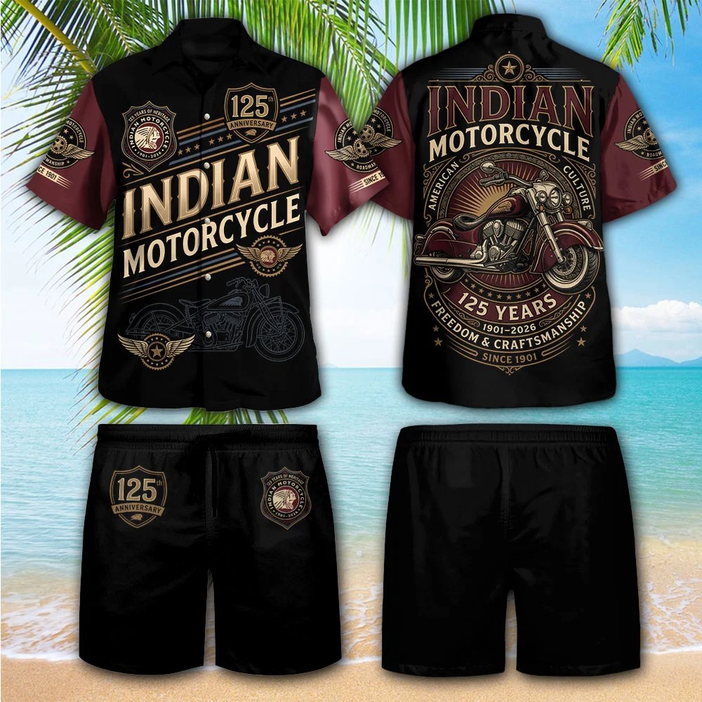 Indian Motorcycle 125th Anniversary 3D Hawaiian Apparel – TMTHU8602