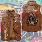 Indian Motorcycle 125th Anniversary Premium 2D Sleeveless Leather Vest – TMTHU10046