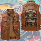 Indian Motorcycle 125th Anniversary Premium 2D Sleeveless Leather Vest – TMTHU9438