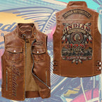 Indian Motorcycle 125th Anniversary Premium 2D Sleeveless Leather Vest – TMTHU9439