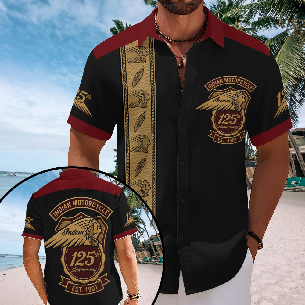 Indian Motorcycle 125th Anniversary Short Sleeve Button-Down Shirt – TMTHU8125