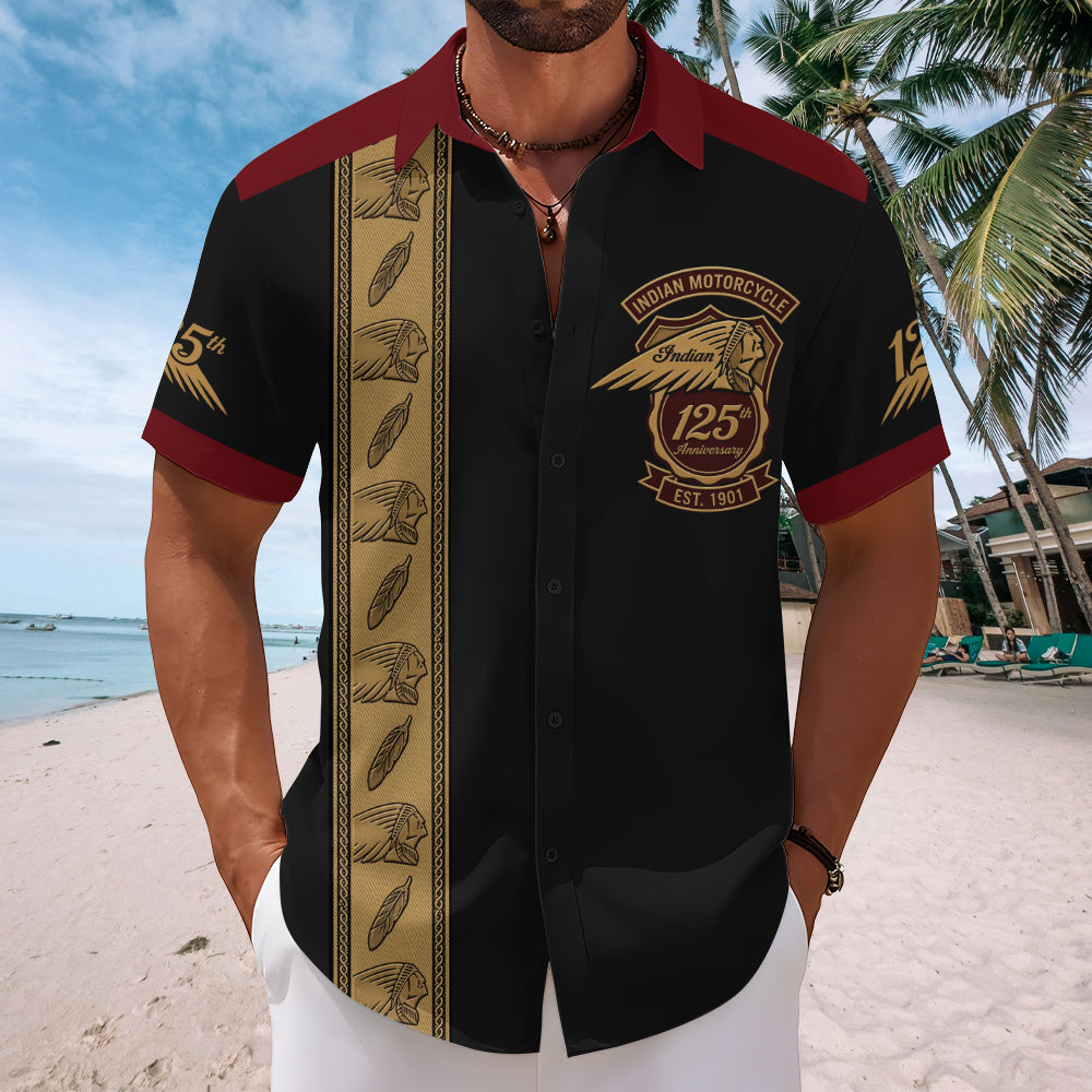 Indian Motorcycle 125th Anniversary Short Sleeve Button-Down Shirt – TMTHU8125