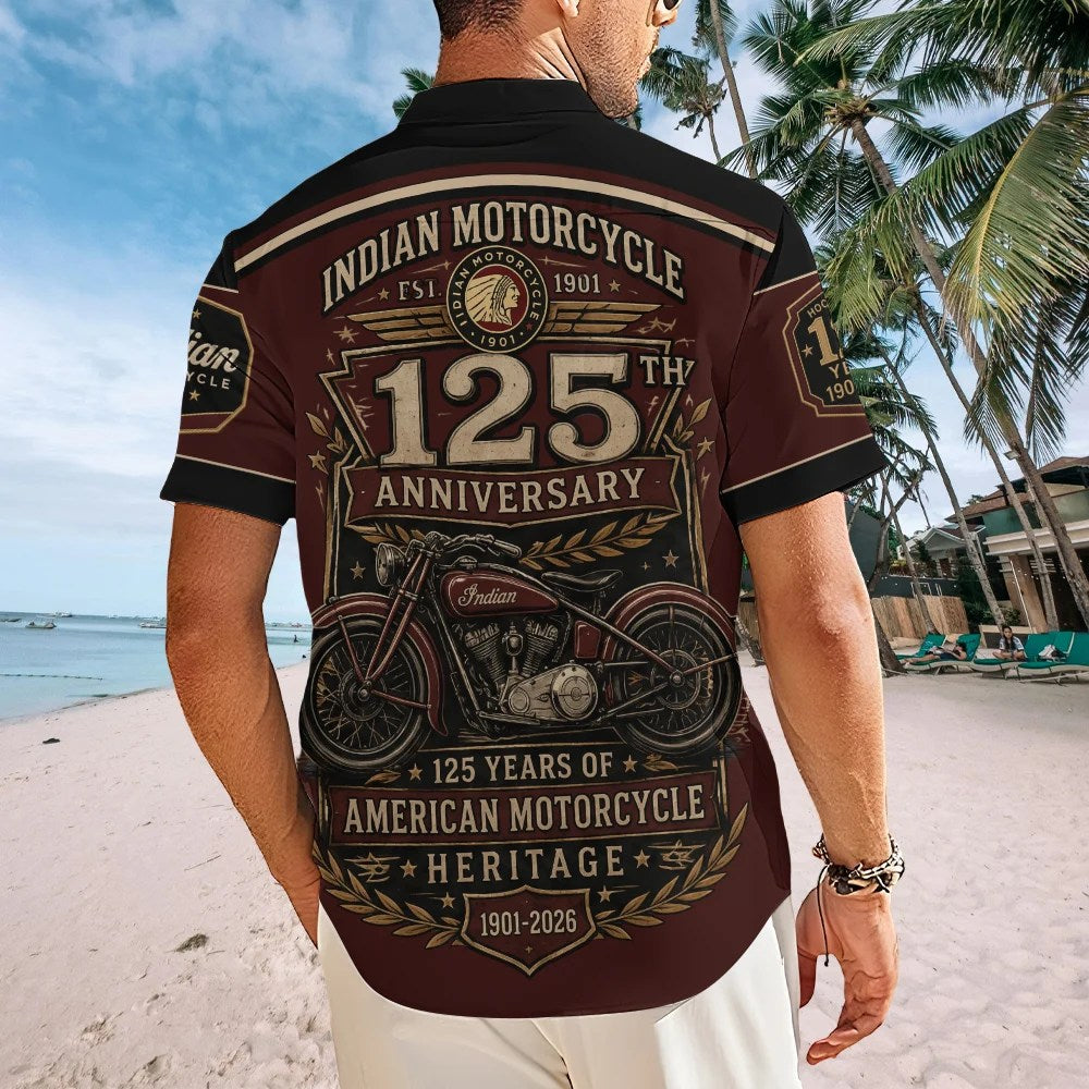 Indian Motorcycle 125th Anniversary Short Sleeve Button-Down Shirt – TMTHU8628