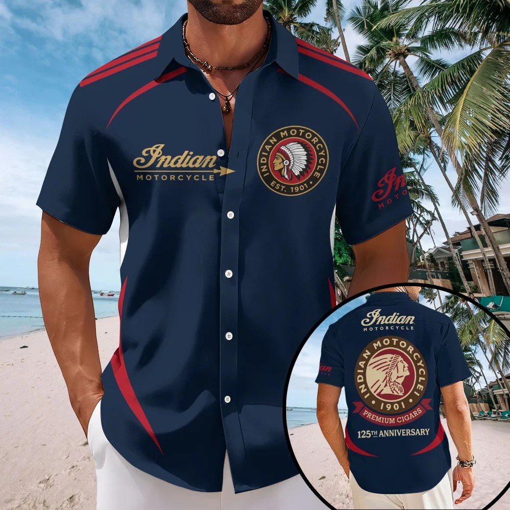 Indian Motorcycle 125th Anniversary Short Sleeve Button-Down Shirt – TMTHU8688