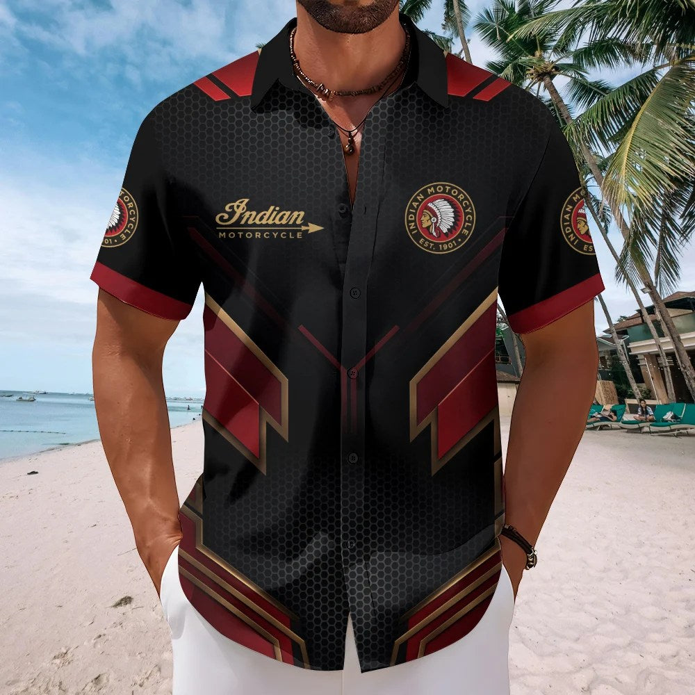 Indian Motorcycle 125th Anniversary Short Sleeve Button-Down Shirt – TMTHU8689