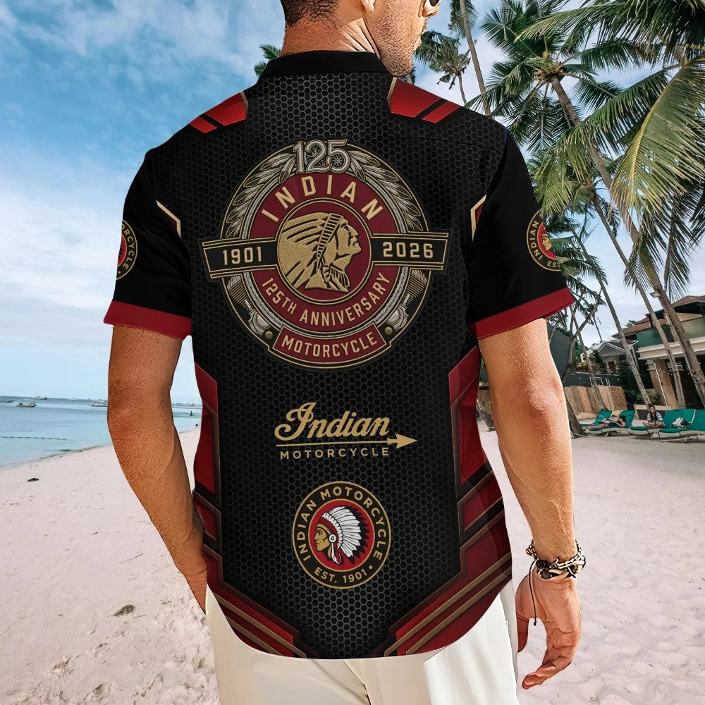 Indian Motorcycle 125th Anniversary Short Sleeve Button-Down Shirt – TMTHU8689