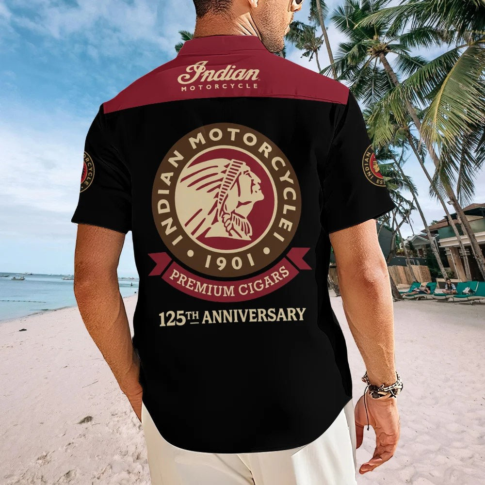 Indian Motorcycle 125th Anniversary Short Sleeve Button-Down Shirt – TMTHU8738