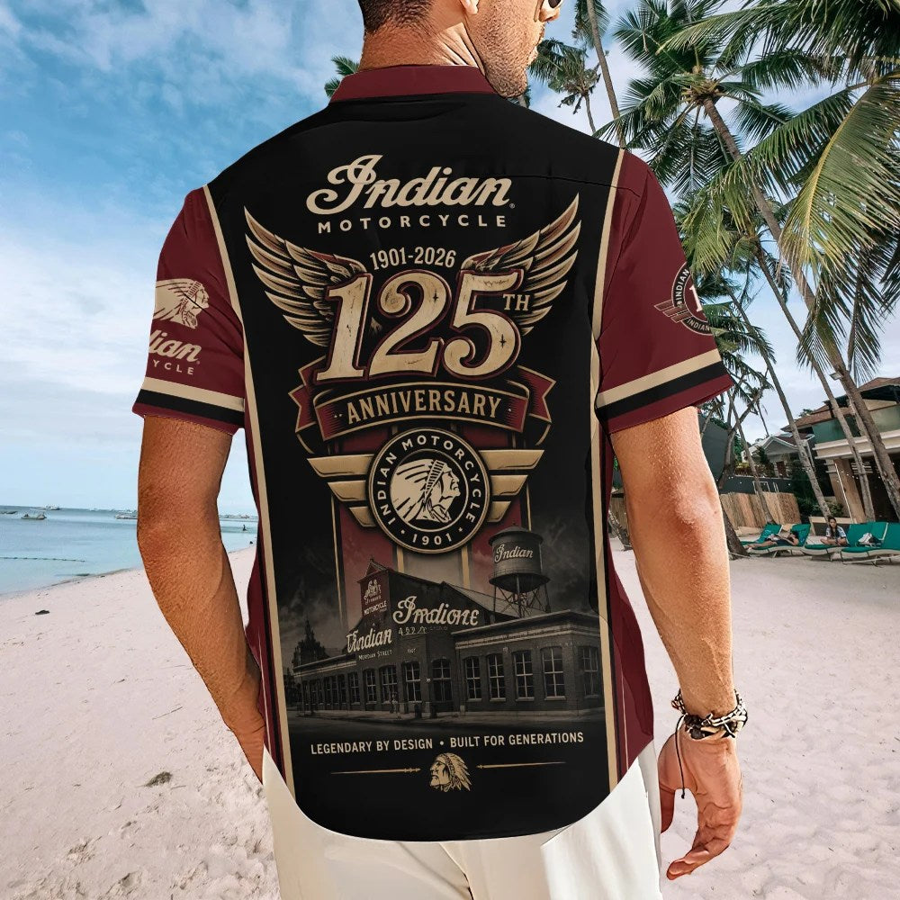 Indian Motorcycle 125th Anniversary Short Sleeve Button-Down Shirt – TMTHU8831