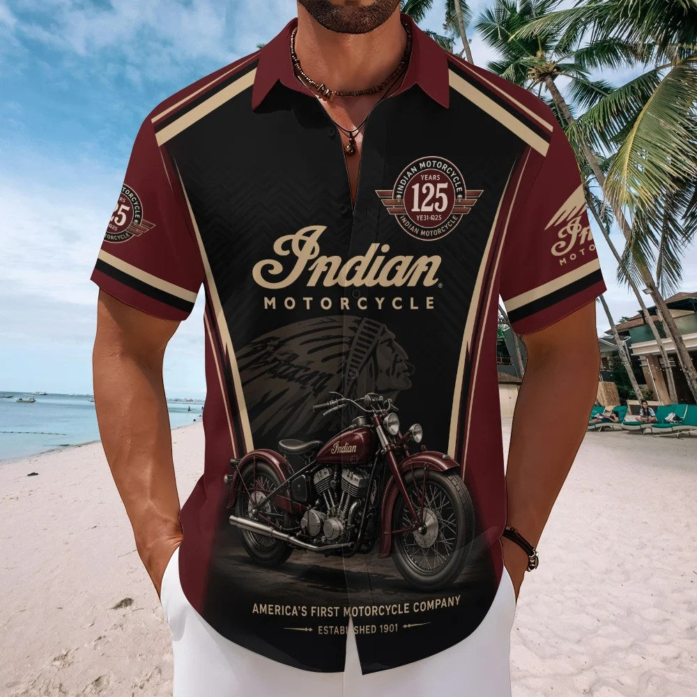Indian Motorcycle 125th Anniversary Short Sleeve Button-Down Shirt – TMTHU8831