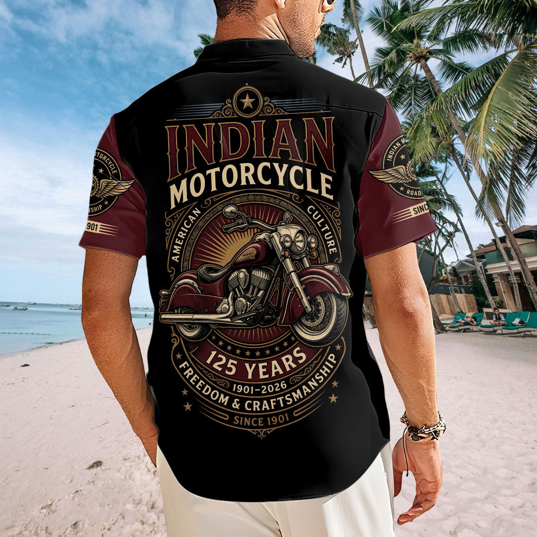 Indian Motorcycle 125th Anniversary Short Sleeve Button-Down Shirt – TMTHU8517