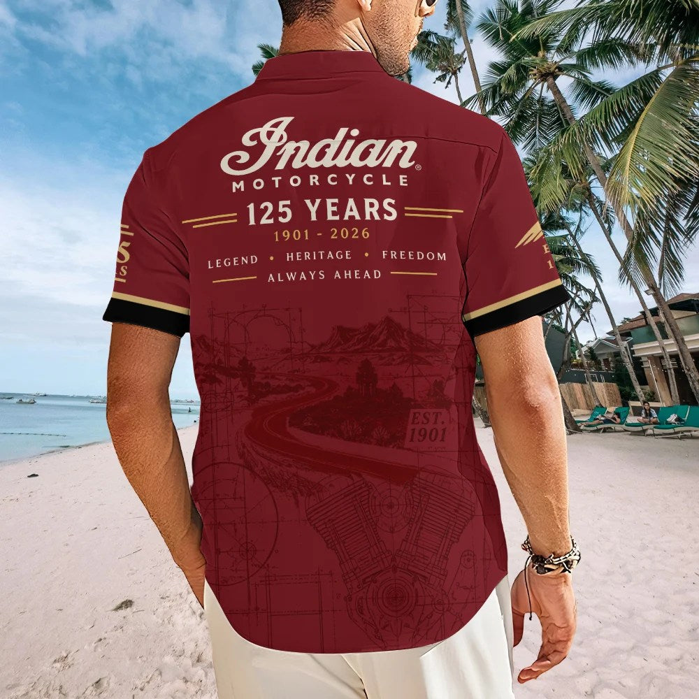 Indian Motorcycle 125th Anniversary Short Sleeve Button-Down Shirt – TMTHU9106