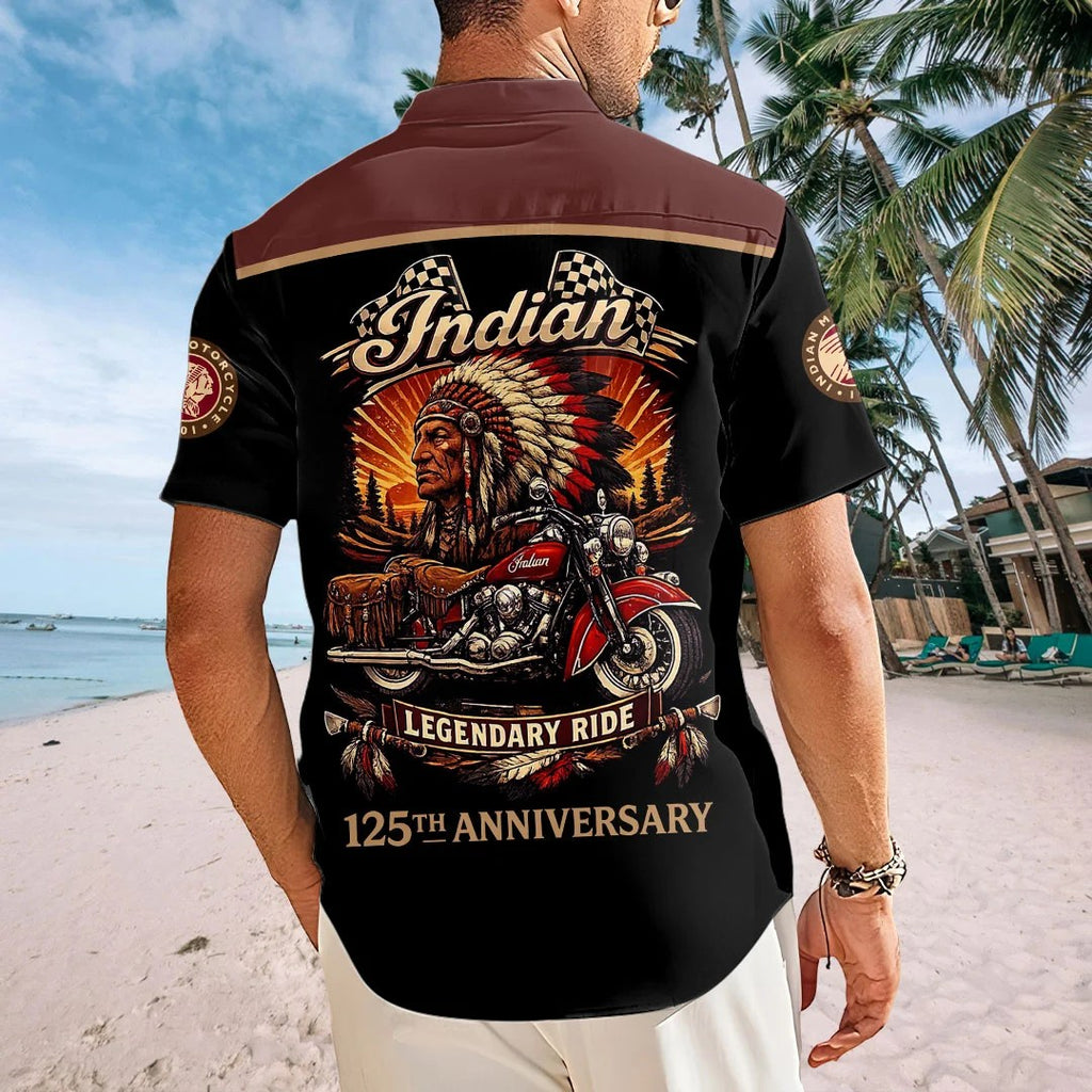 Indian Motorcycle 125th Anniversary Short Sleeve Button-Down Shirt – HOATT20904