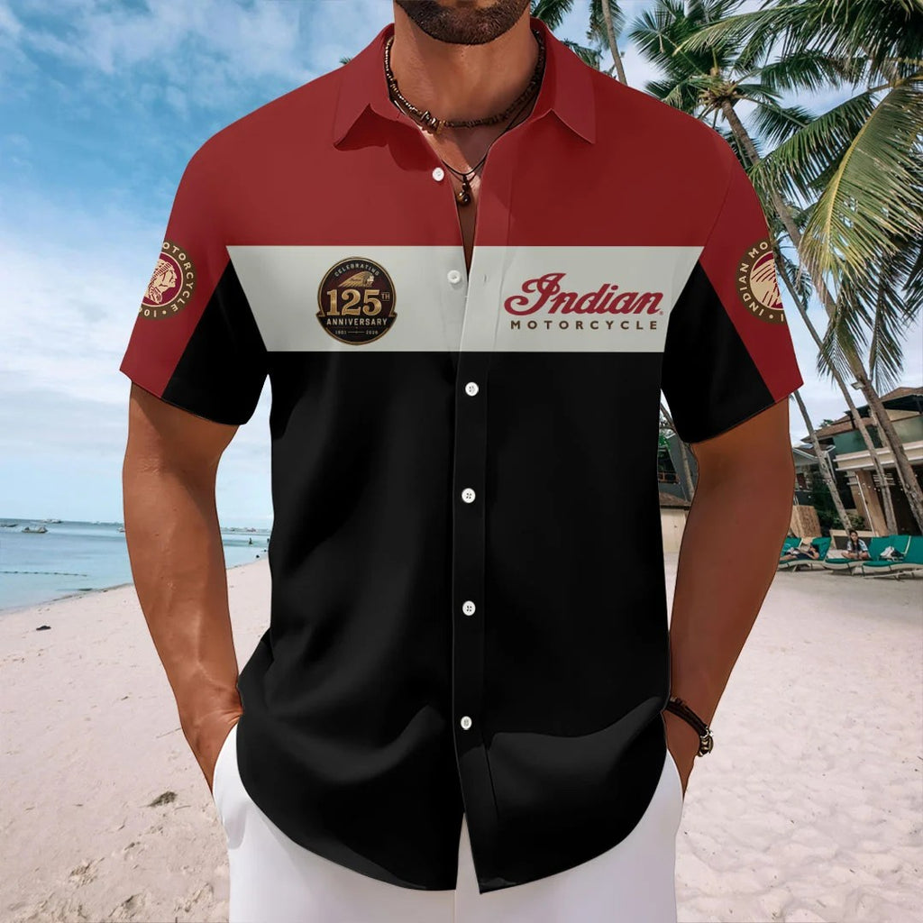 Indian Motorcycle 125th Anniversary Short Sleeve Button-Down Shirt – HOATT20494