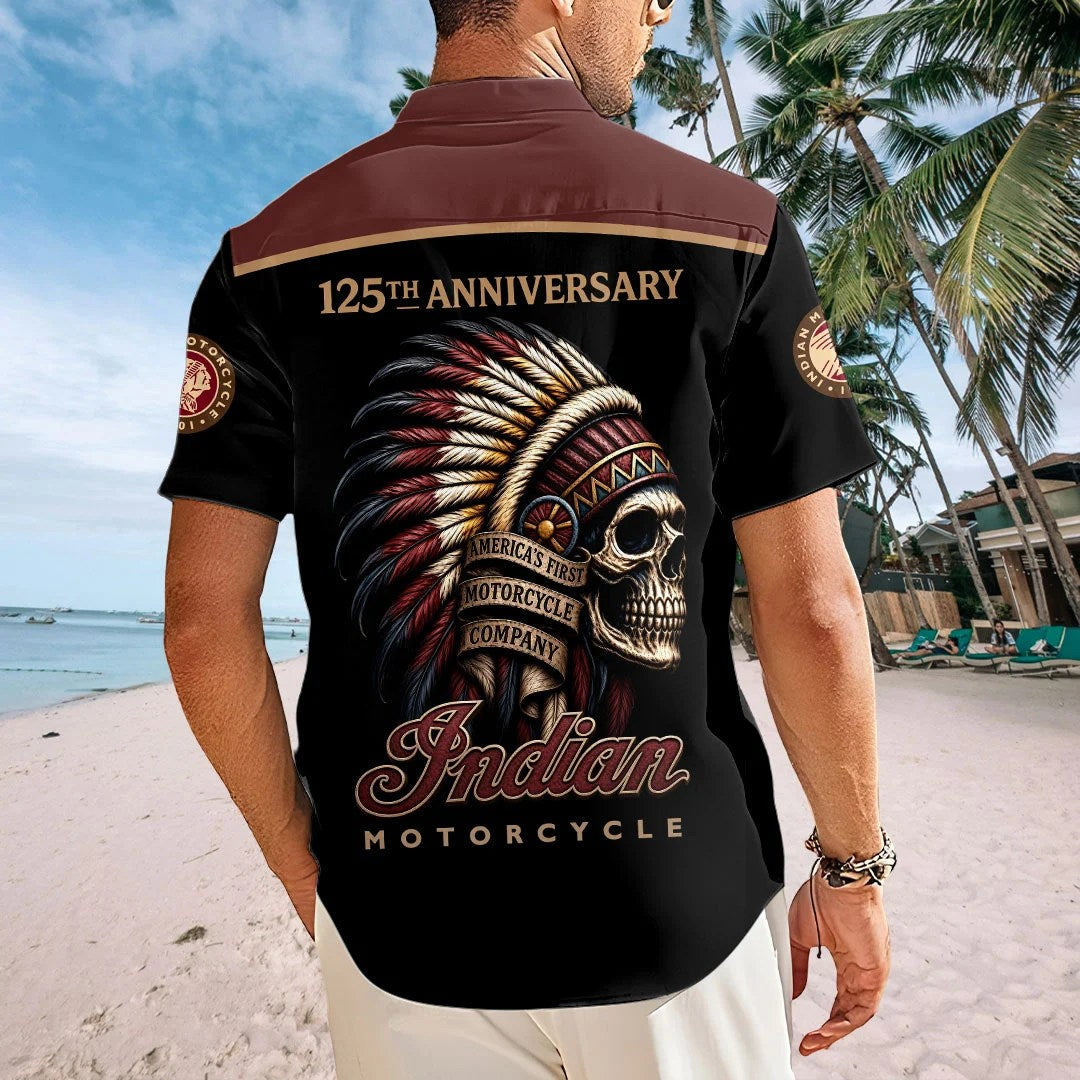 Indian Motorcycle 125th Anniversary Short Sleeve Button-Down Shirt – HOATT20609