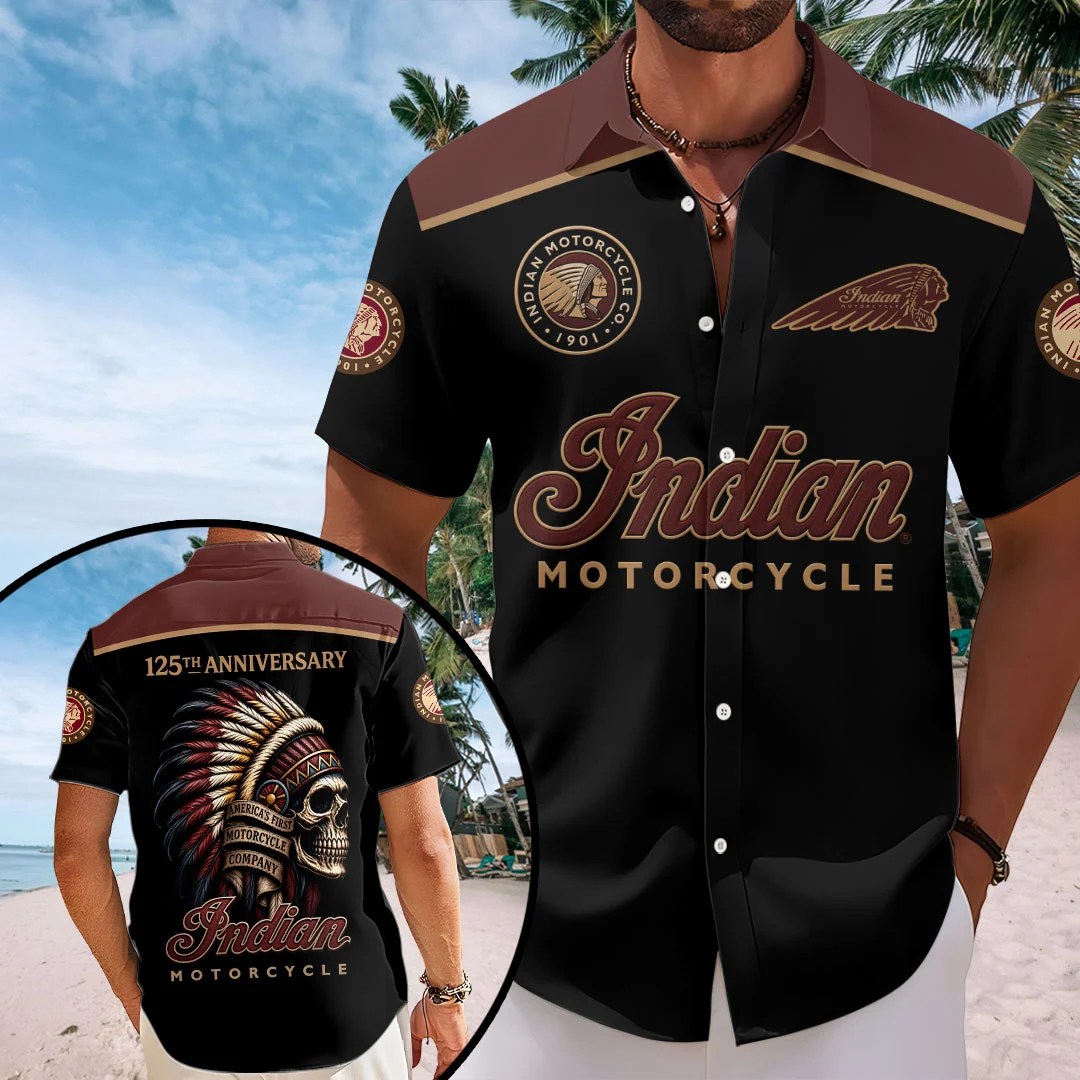 Indian Motorcycle 125th Anniversary Short Sleeve Button-Down Shirt – HOATT20609