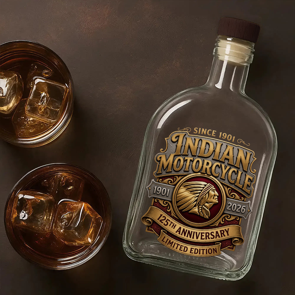 Indian Motorcycle 125th Anniversary 25oz Empty Whiskey Bottle – TMTHU8547