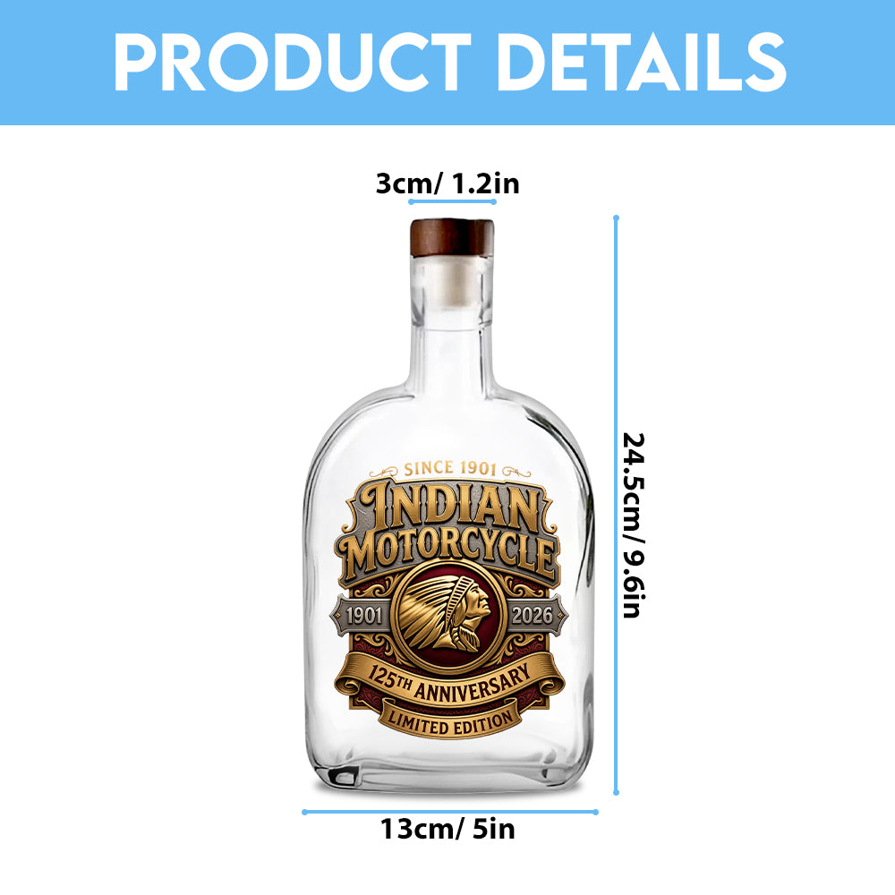 Indian Motorcycle 125th Anniversary 25oz Empty Whiskey Bottle – TMTHU8547