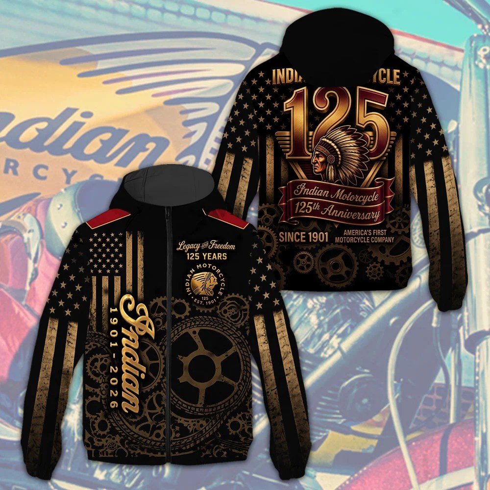 Indian Motorcycle 125th Anniversary 3D Windbreaker Jacket – TMTHU8677
