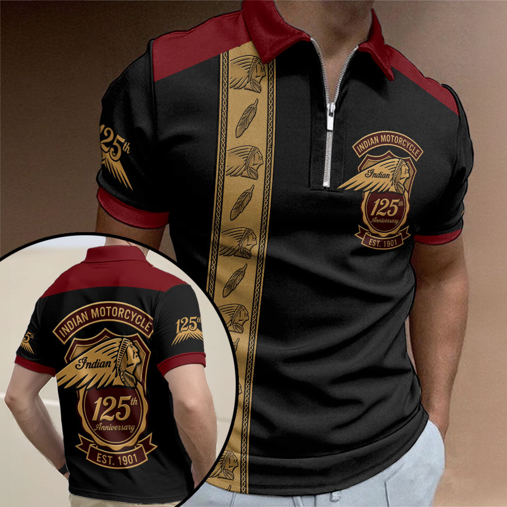 Indian Motorcycle 125th Anniversary Zip Polo Shirt – TMTHU8526