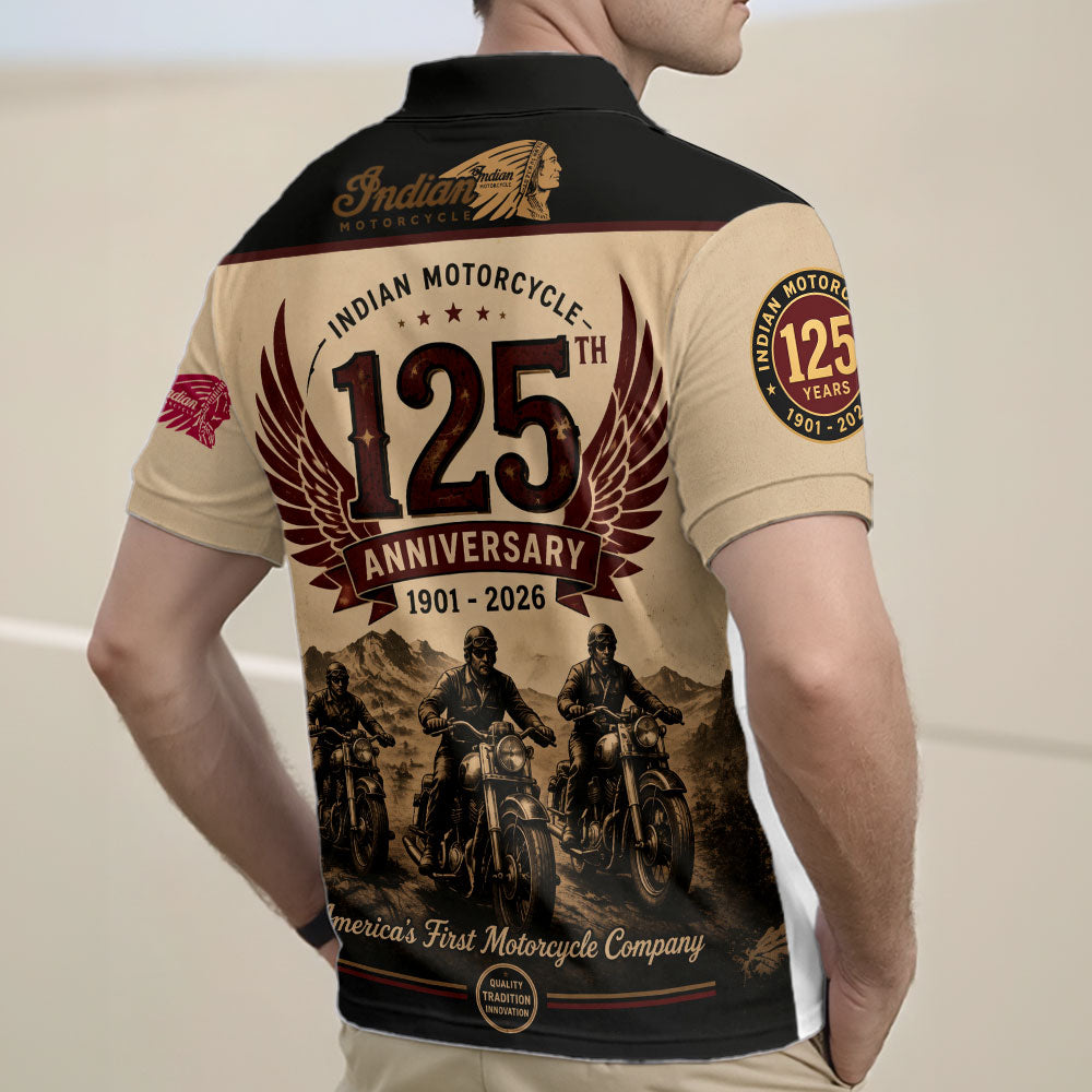Indian Motorcycle 125th Anniversary Zip Polo Shirt – TMTHU8527