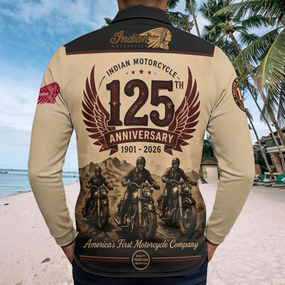 Indian Motorcycle 125th Anniversary Zip Polo Shirt – TMTHU8527