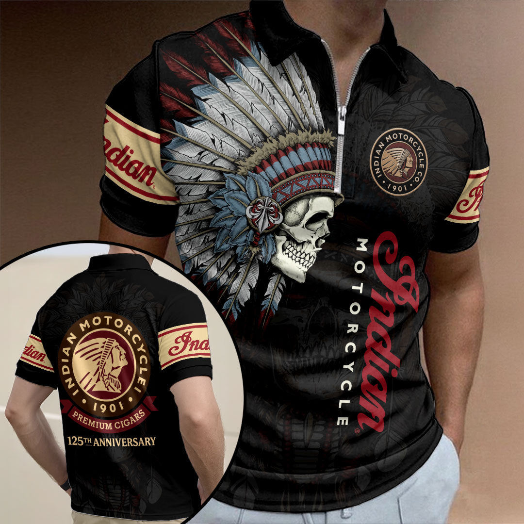 Indian Motorcycle 125th Anniversary Zip Polo Shirt – HOATT20356