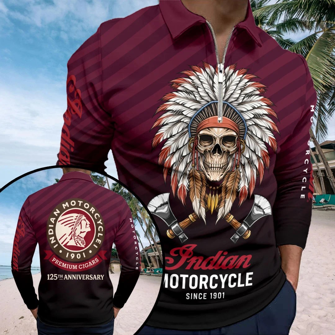 Indian Motorcycle 125th Anniversary Zip Polo Shirt – HOATT20369