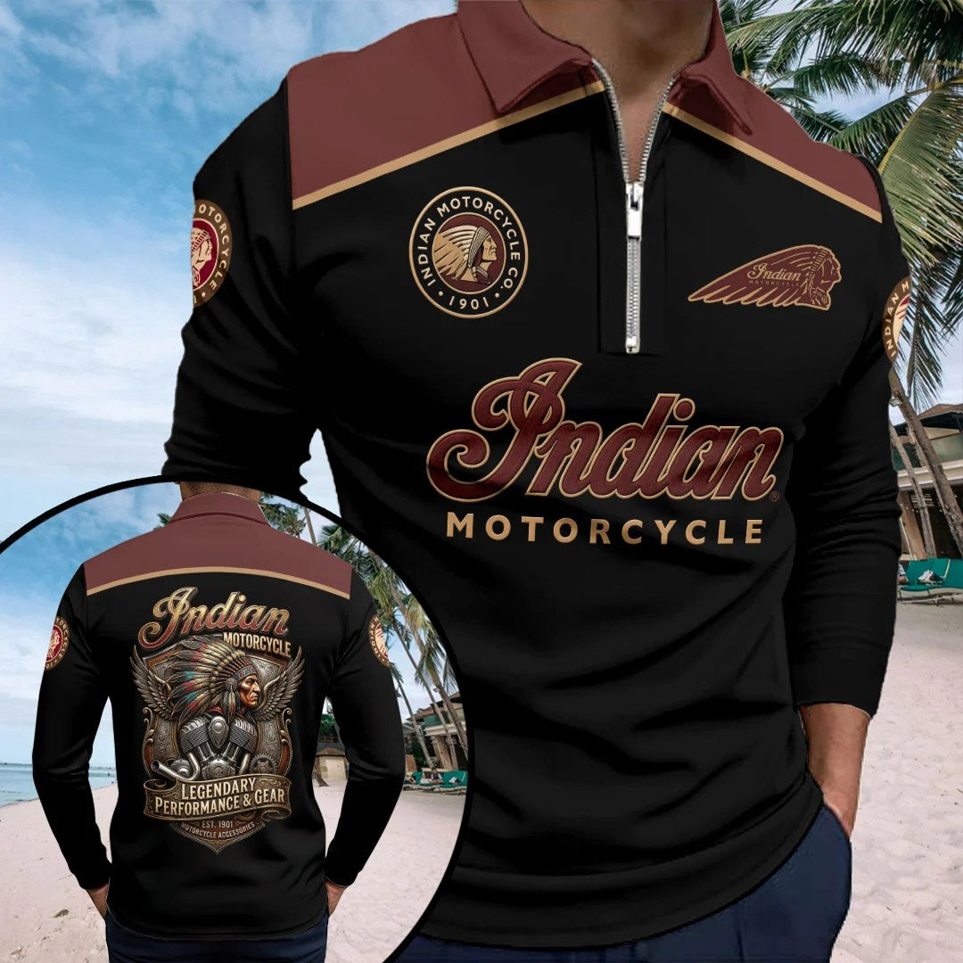 Indian Motorcycle 125th Anniversary Zip Polo Shirt – HOATT20426