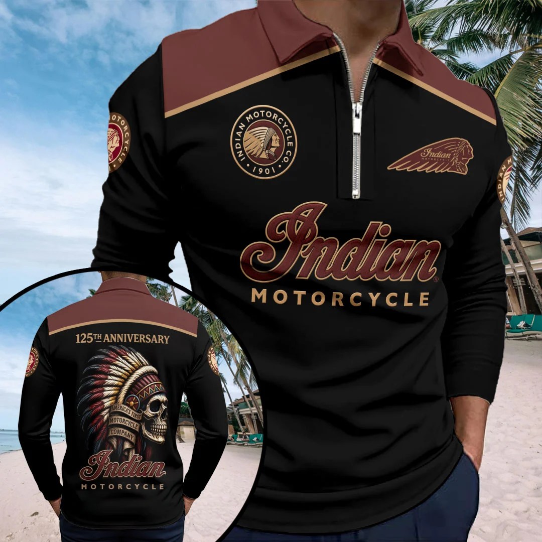 Indian Motorcycle 125th Anniversary Zip Polo Shirt – HOATT20625