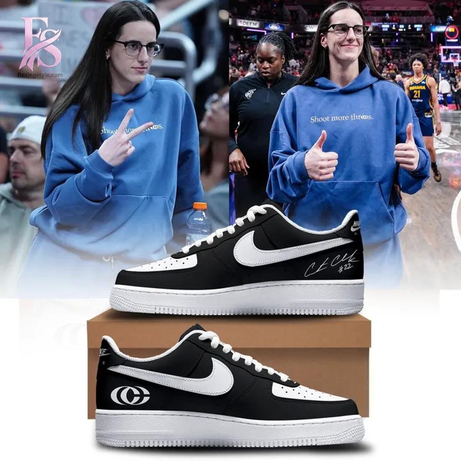 Indiana Fever Caitlin Clark Logo and Signatures Air Force Shoes