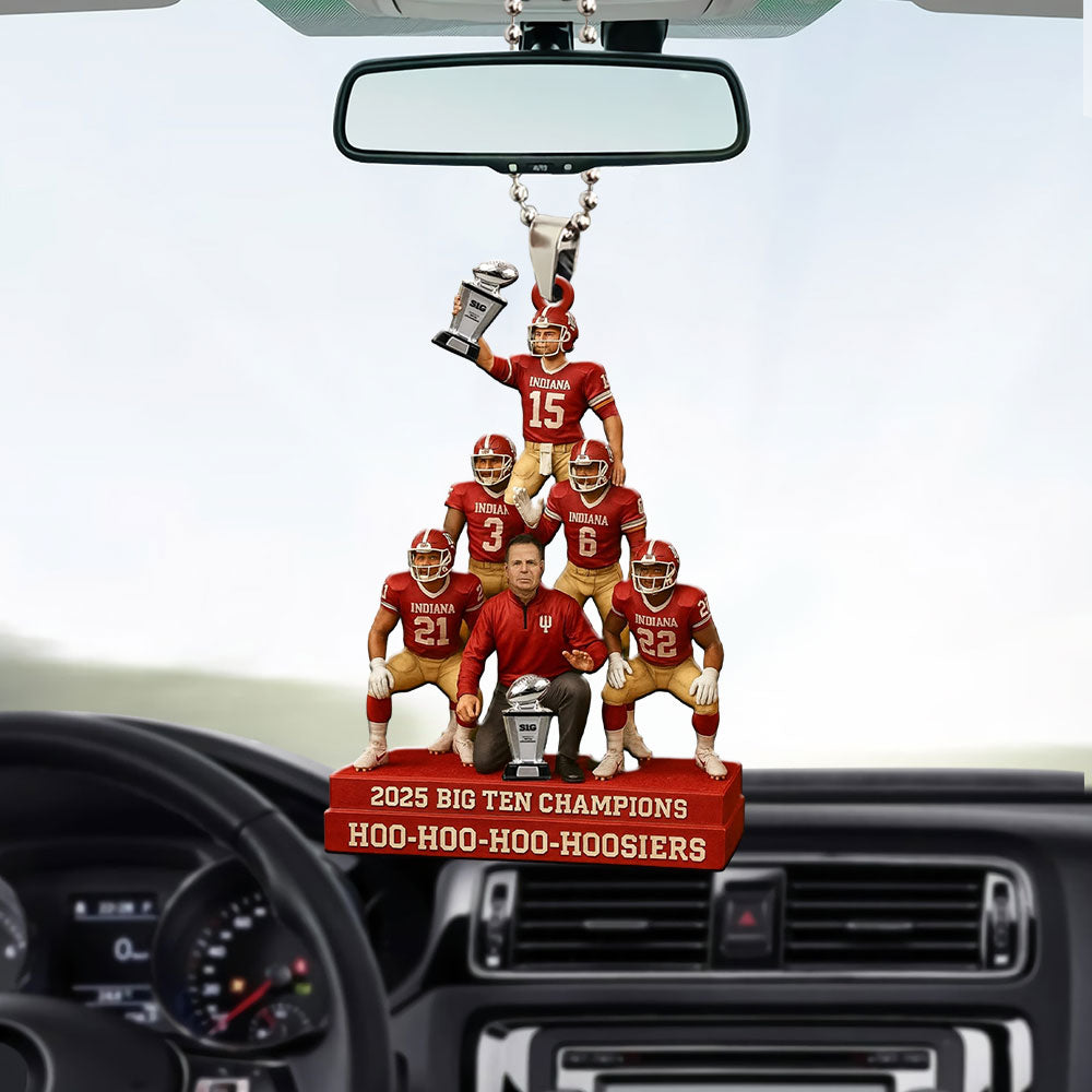Indiana Hoosiers Football 2025 Big Ten Champions Custom shape 2-sided Acrylic Car Ornament – MAITM14071
