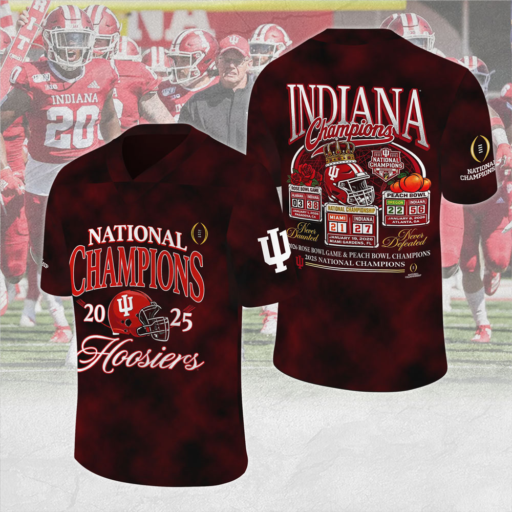 Indiana Hoosiers Football 2025 National Champions 3D Football Jersey – MAITM14698