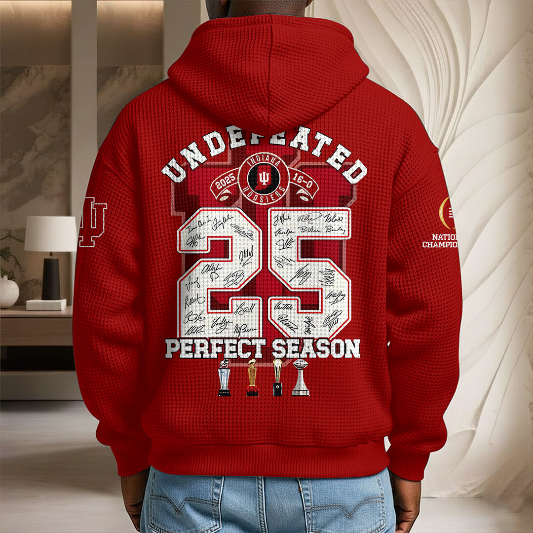 Indiana Hoosiers Football 2025 National Champions 3D Unisex Waffle Hoodie – MAITM14537