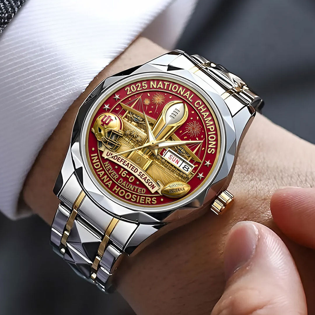 Indiana Hoosiers Football 2025 National Champions Alloy Luxury Quartz Watch – HOATT15844