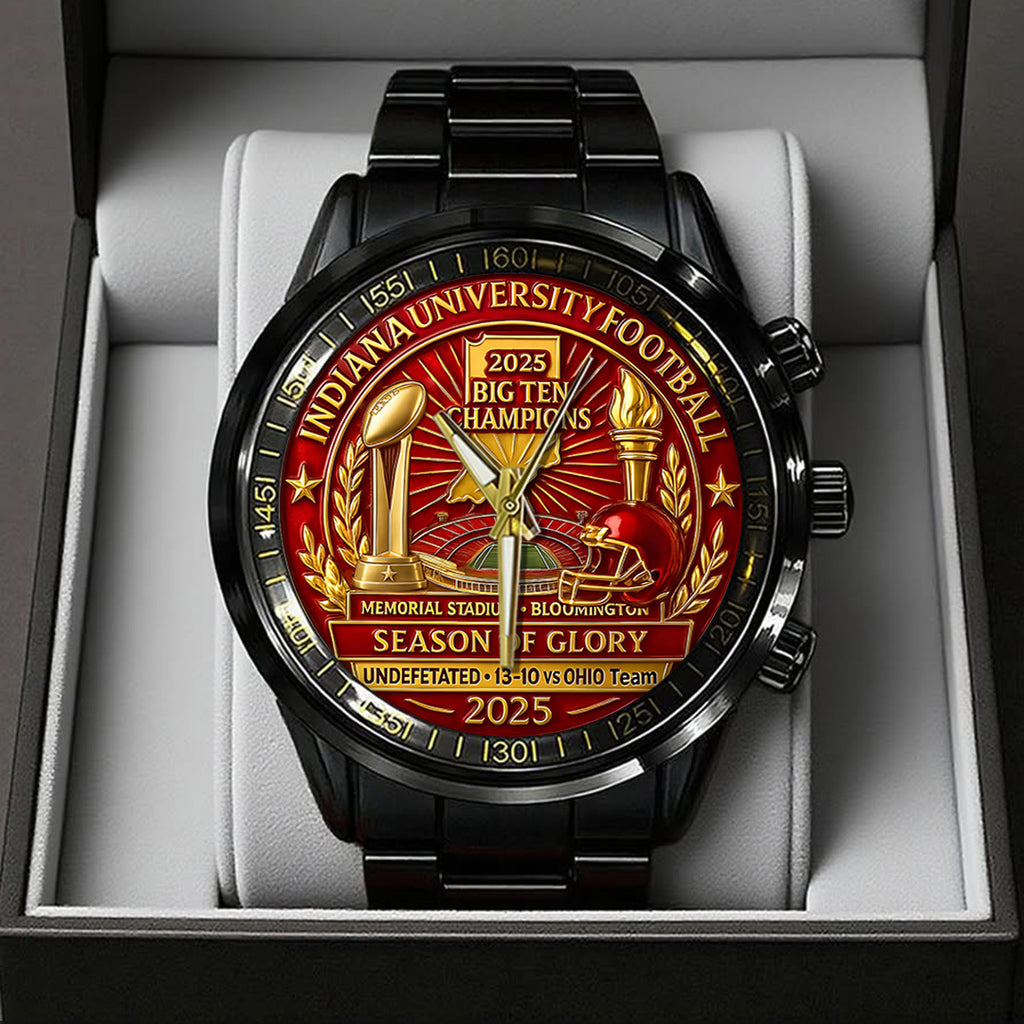 Indiana Hoosiers Football Black Stainless Steel Watch – TANTN19262